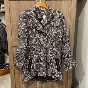 NWT Chico’s Small Viper Jacket Black Python Snake Print Nylon Rain coat